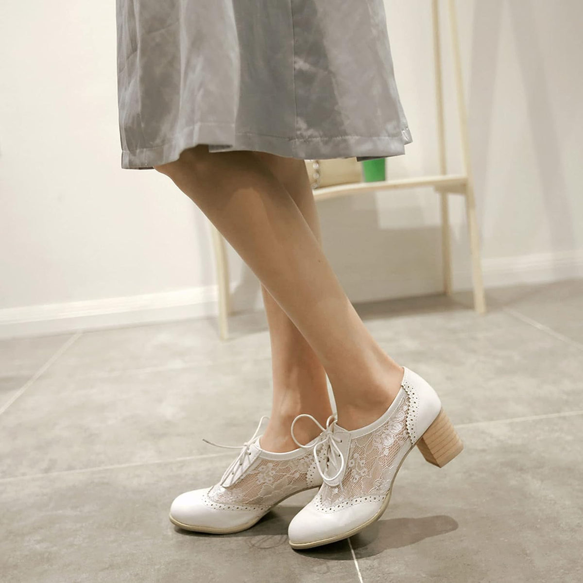 Womens High Heel Pumps Lace Up Oxfords Brogues Shoes