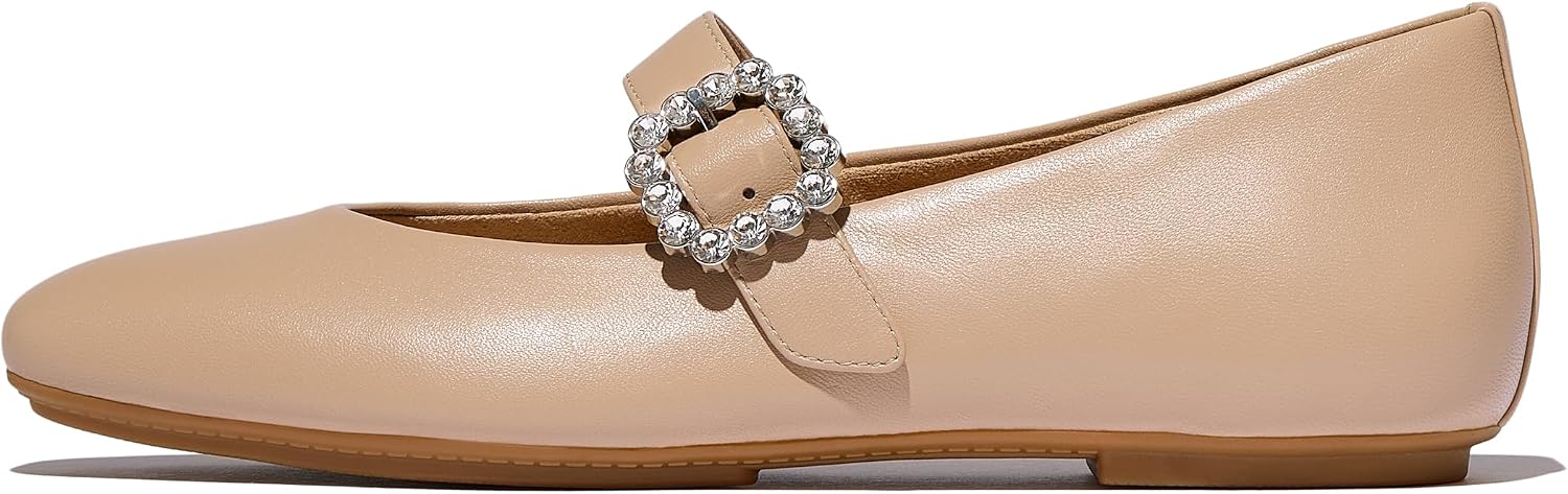 Women  Crystal-buckle Leather Mary JanesMary Jane Flat