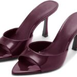 Women's Heeled Mules Peep Open Toe Stiletto High Heels Slip On Backless Mules Sandals