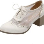 Womens High Heel Pumps Lace Up Oxfords Brogues Shoes