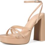 Platform Heels for Women Strappy Block Chunky High Heels Open Toe Ankle Strap Sandals Fashion Lace Up Wedding  Evening Prom Dance Dress Shoes
