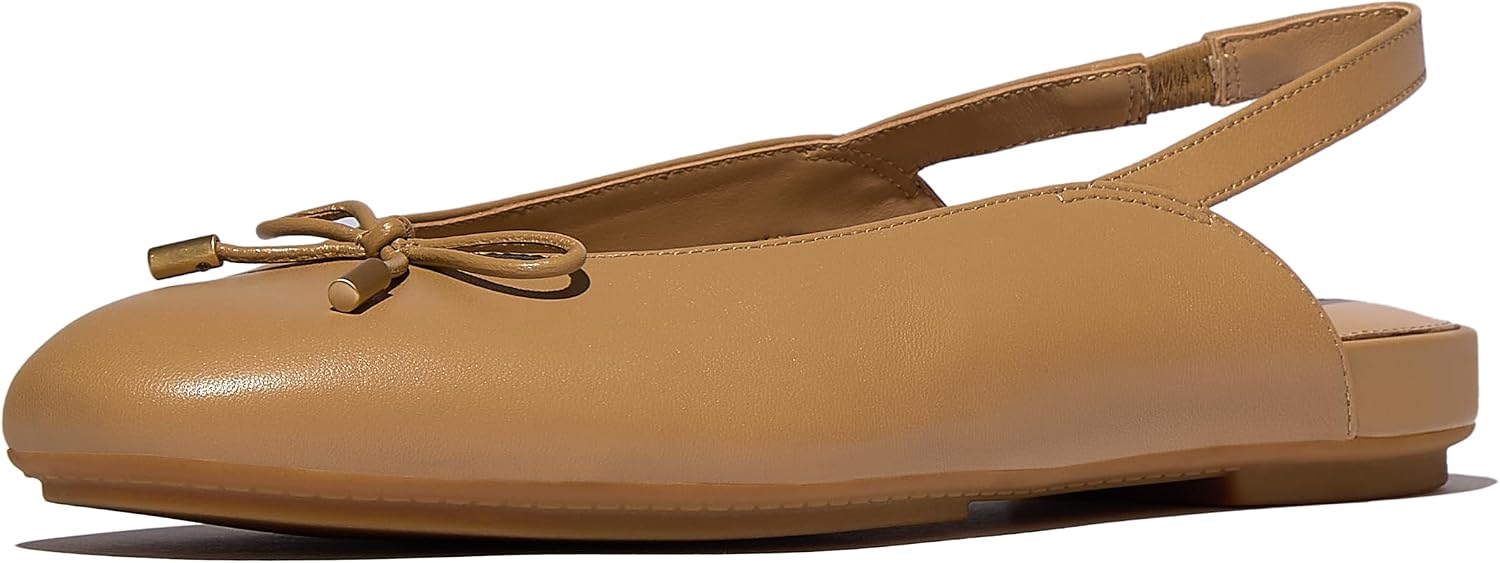 61dD3T44C3L._AC_SL1500_.jpg Women Bow Leather SlingbacksBallet Flat - Image 1