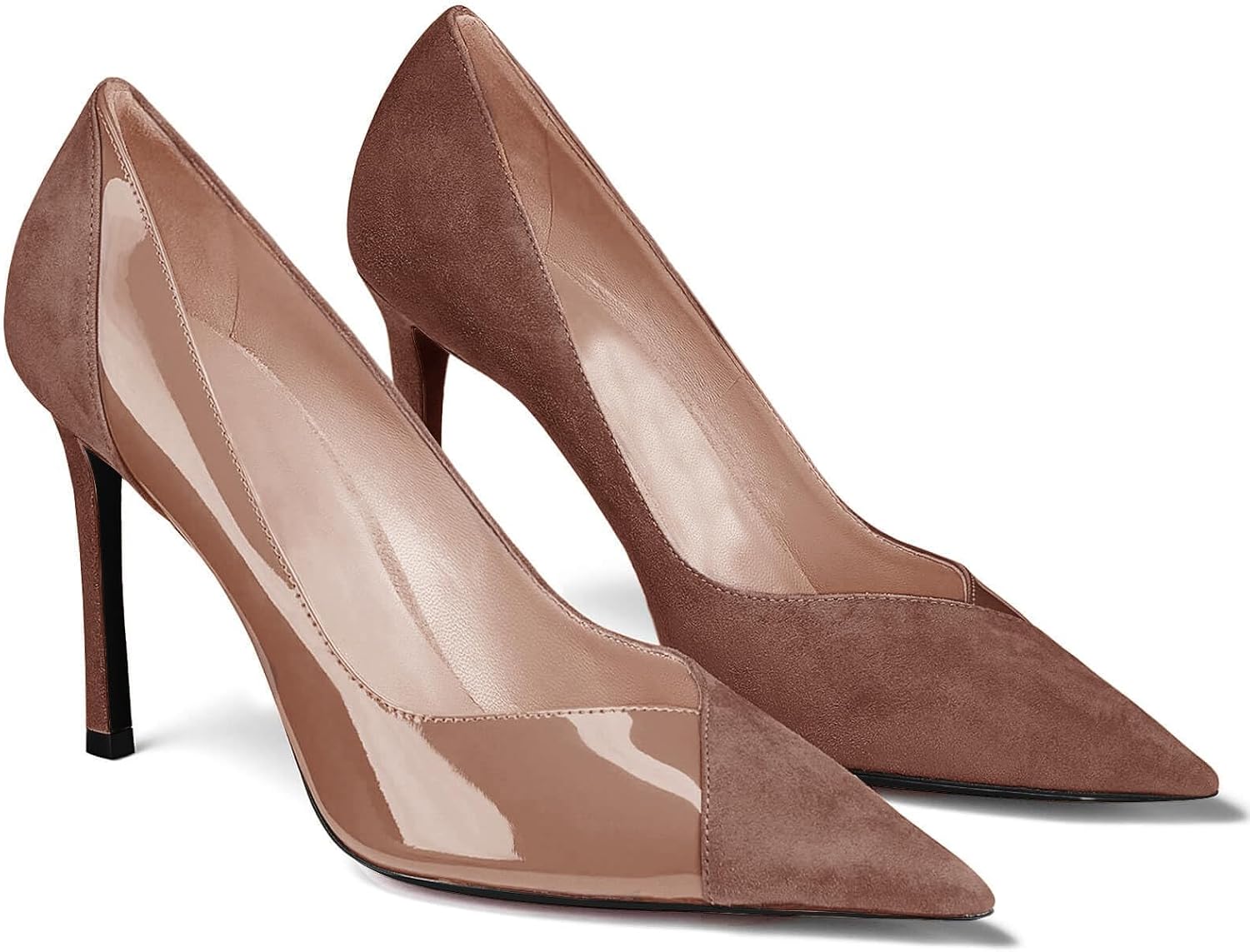 710K21BbydL._AC_SL1500_.jpg Womens Pointed Toe High Heels Pumps Patent Suede Stiletto Heel Slip on Office Wedding Dress Shoes - Image 1