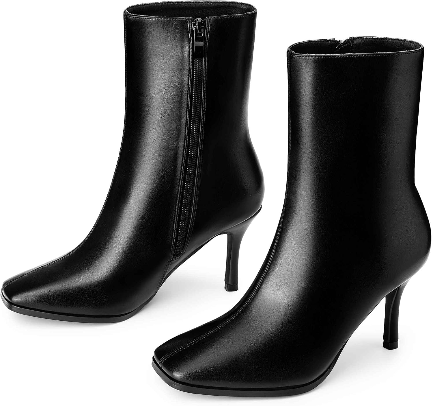 71oiISUdQbL._AC_SL1500_.jpg Square Toe Side Zip Stiletto High Heel Ankle Boots for Women - Image 1