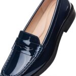 Women's Comfortable Leather Penny Loafers Cute Slip on Business Casual Dress Shoes Office Work Flats Lightweight Everyday Walking Shoes for Women